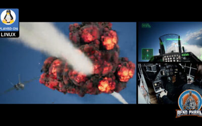 A jet next to a huge explosion in the sky. Two smaller images depict the perspective of the pilot and the player sitting inside a ViperPit playing the game with XR glasses.