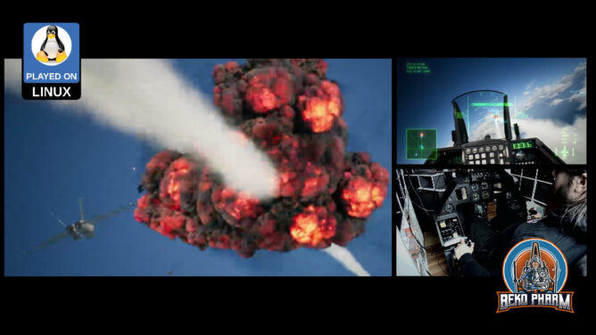 A jet next to a huge explosion in the sky. Two smaller images depict the perspective of the pilot and the player sitting inside a ViperPit playing the game with XR glasses.